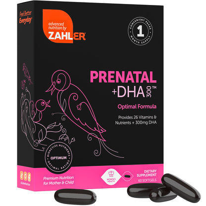 Zahler Prenatal Vitamin with DHA & Folate - 60 Softgels | Kosher Prenatal