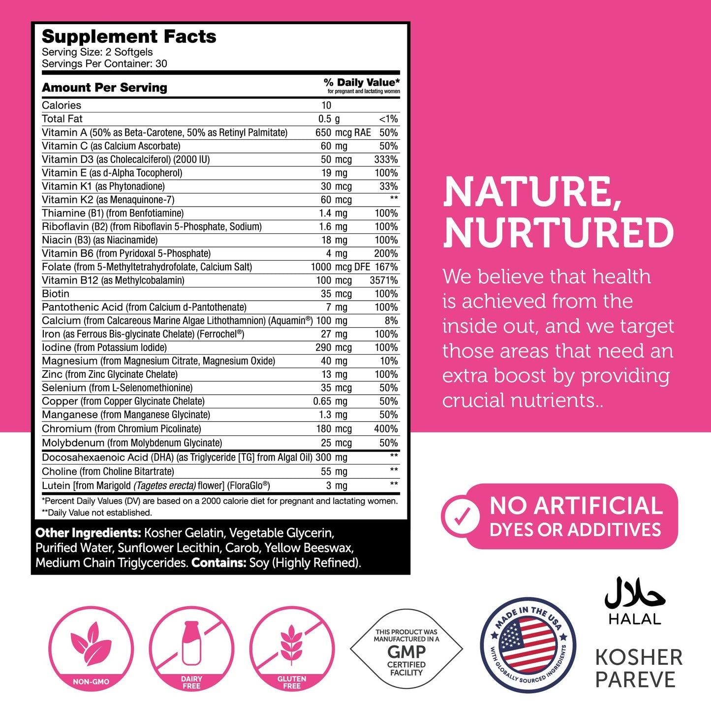 Zahler Prenatal Vitamin with DHA & Folate - 60 Softgels | Kosher Prenatal