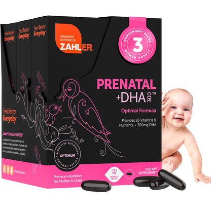 Zahler Prenatal Vitamin with DHA & Folate – Kosher Prenatal Softgels (180 Count)