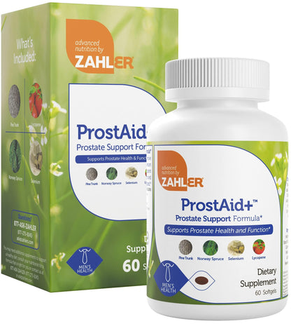 Zahler ProstAid+ Prostate Support – Urinary Flow & Male Health (60 Veggie Softgels) – Made in USA
