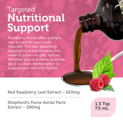 Zahler PureBerry+Purse | Red Raspberry Leaf & Sheperd's Purse | Uterine Health Support | Certified Kosher | 8OZ
