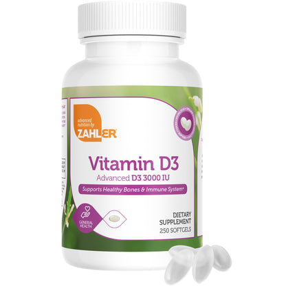 Zahler Vitamin D3 3000IU – Kosher Certified, 250 Softgels