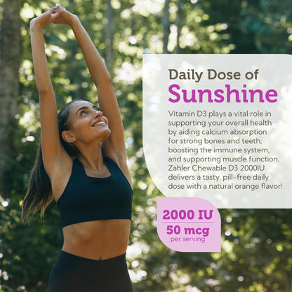 Zahler Chewable Vitamin D3 2000 IU – Bone & Immune Health (120 Count) Pack of 2