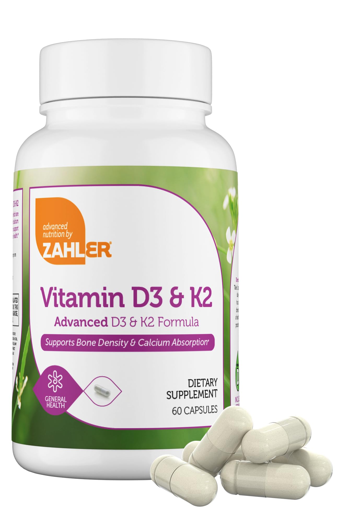 Zahler Vitamin D3 & K2 – Advanced D3 & K2 Formula for Bone Density & Calcium Absorption | 60 Capsules