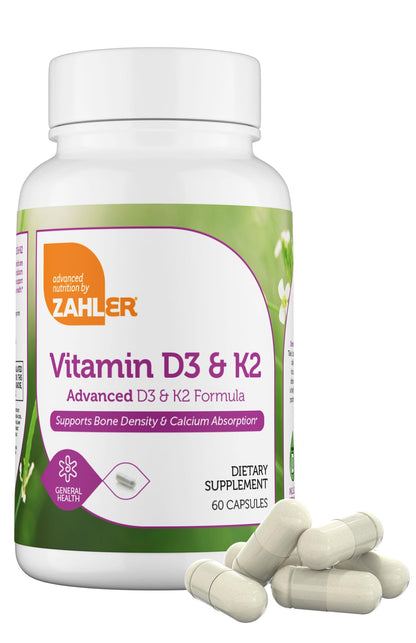 Zahler Vitamin D3 & K2 – Advanced D3 & K2 Formula for Bone Density & Calcium Absorption | 60 Capsules