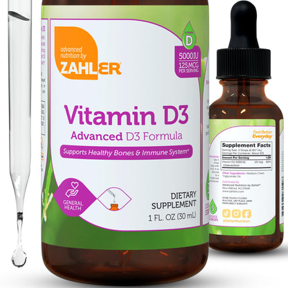 Zahler Liquid Vitamin D3 5000 IU - for Adults Bone & Immune Health - Vitamin D3 Supplements for Women & Men (1 fl oz)