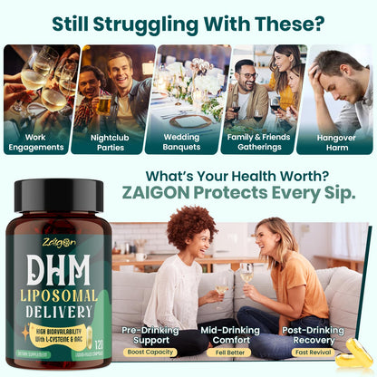 Zaigon Hangover DHM Supplements – Recovery & Liver Support, 240 Capsules