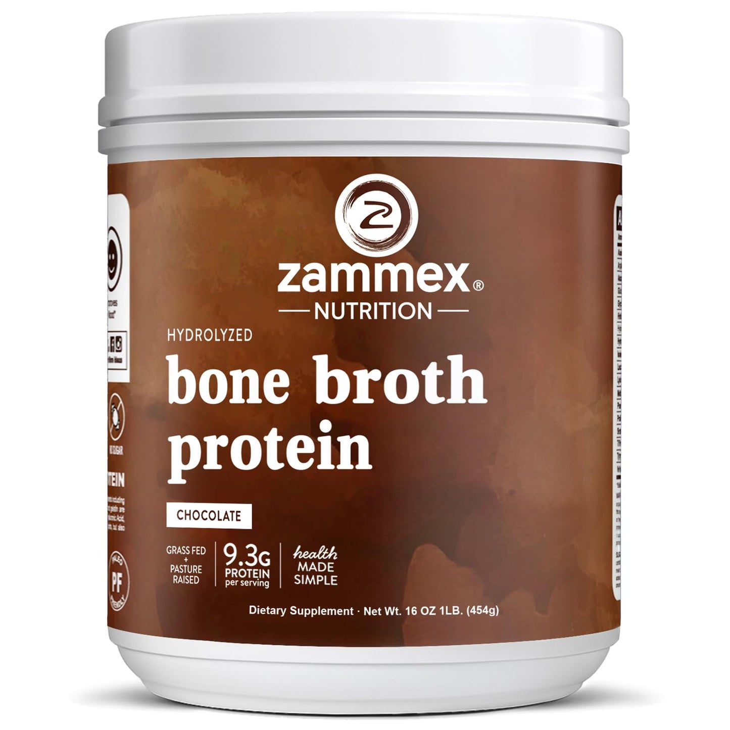 Zammex Bone Broth Protein Powder – Grass-Fed Beef, Chocolate, Collagen