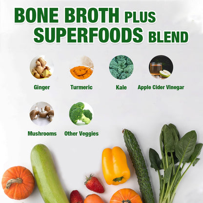 Zammex Bone Broth Plus Turmeric Protein Powder - 8g Hydrolyzed Protein, Non-GMO, 30 Servings