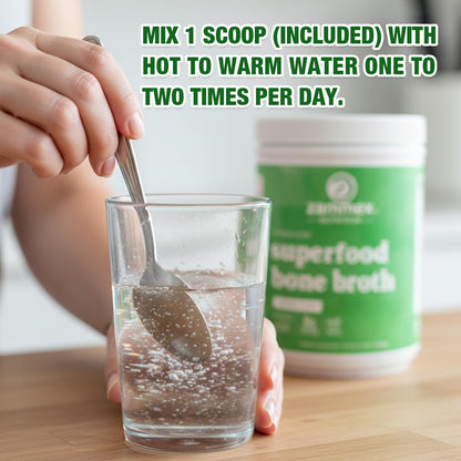 Zammex Bone Broth Plus Turmeric Protein Powder - 8g Hydrolyzed Protein, Non-GMO, 30 Servings