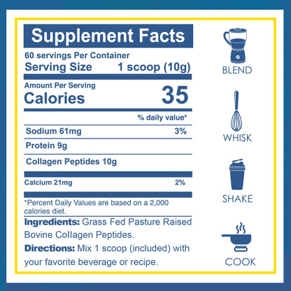Zammex Premium Collagen Peptides Powder Unflavored – Grass-Fed, Type I & III, 60 Servings