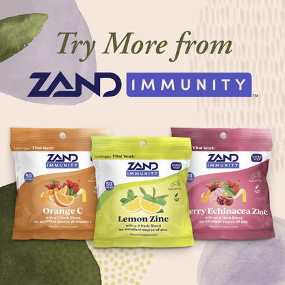 ZAND Immunity Cherry Echinacea Zinc Throat Lozenges 2 Pack - Immune Support, Zinc 5mg - Gluten Free, 50ct