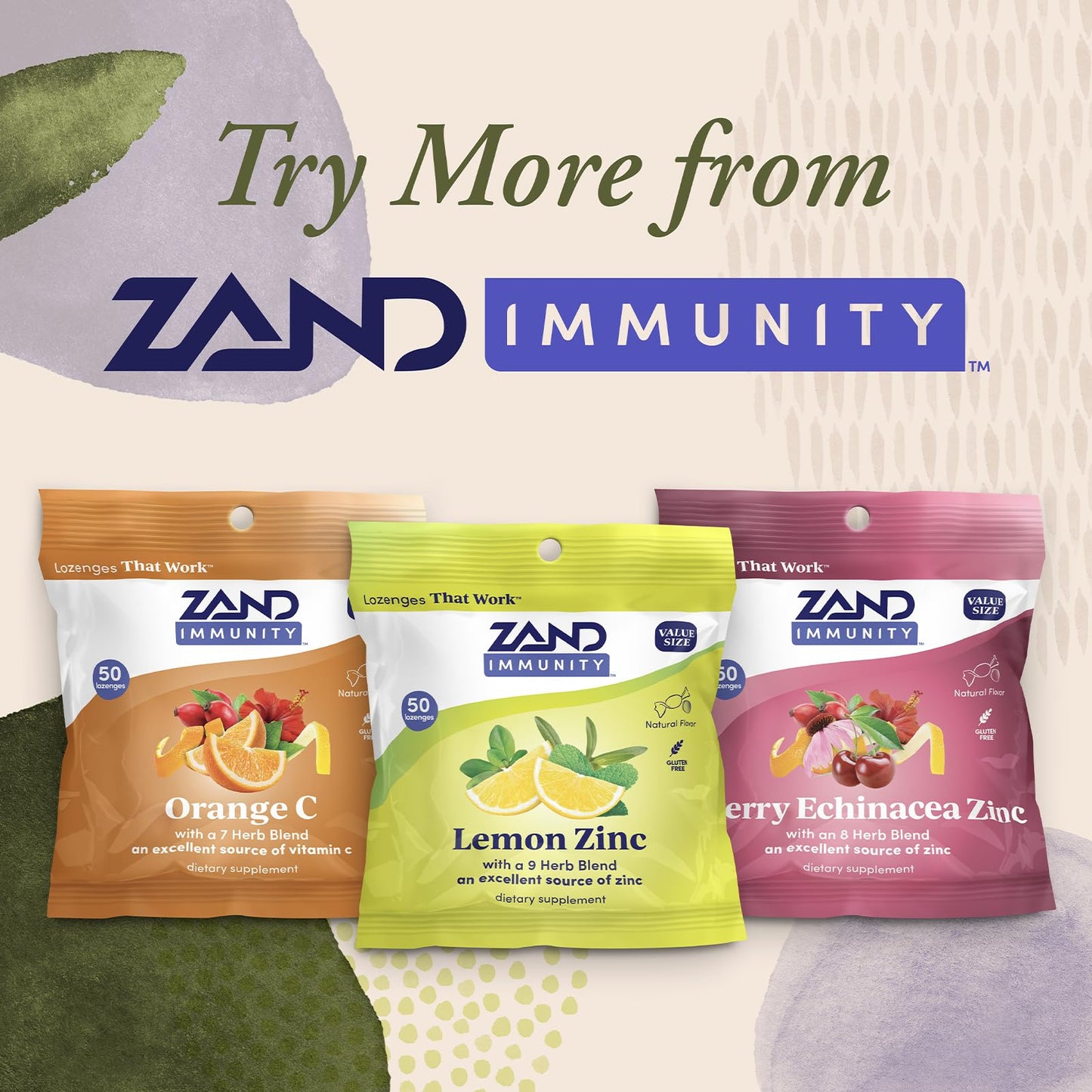 ZAND Immunity Lemon Zinc Throat Lozenges 2 Pack - Zinc 5mg, Immune Support