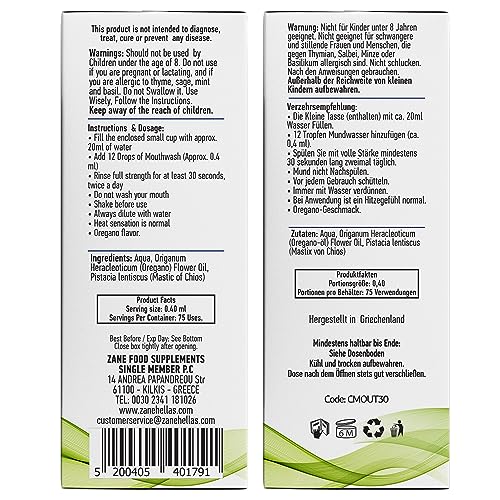Zane Hellas MouthWash – Oregano Oil & Greek Mastic Herbal Rinse | Alcohol & Fluoride Free