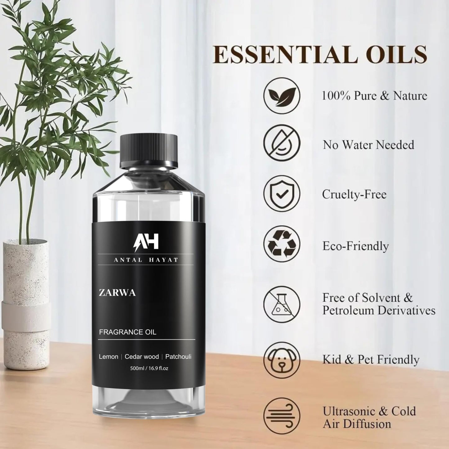 Zarwa 500ml Diffuser Oil – Creed Aventus Inspired Luxury Scent | Lemon, Cedarwood & Patchouli