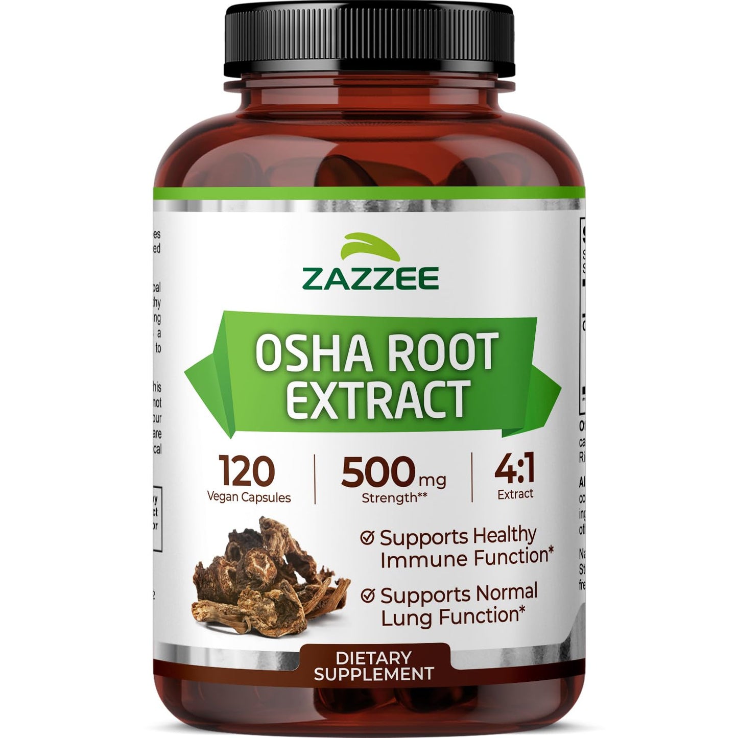 Zazzee OSHA Root 4:1 Extract - 500 mg, 120 Vegan Capsules, 4-Month Supply