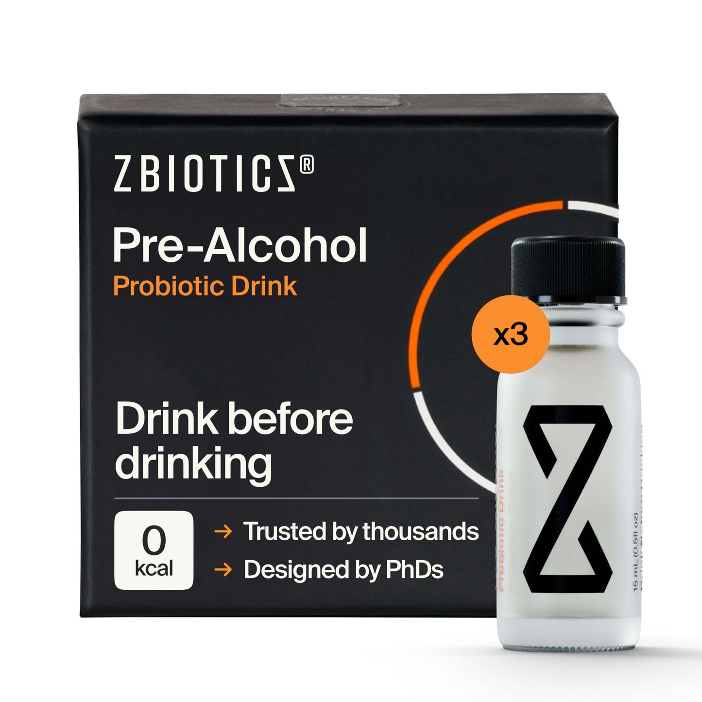 ZBiotics Probiotic Drink — Feel Better After Drinking, Wake Up Refreshed, Travel-Friendly 3-Pack (0.47 fl oz)