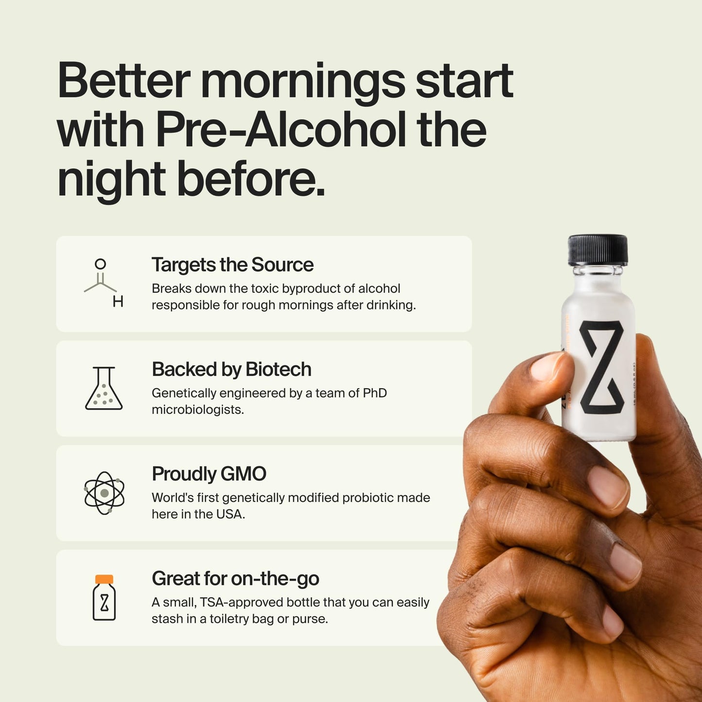 ZBiotics Probiotic Drink — Feel Better After Drinking, Wake Up Refreshed, Travel-Friendly 3-Pack (0.47 fl oz)