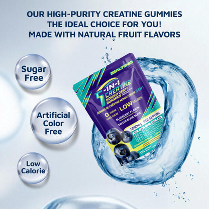 Zealtonic Creatine Monohydrate Gummies 5800mg with Betaine & Alpha GPC | 0 Sugar | 120 Blueberry