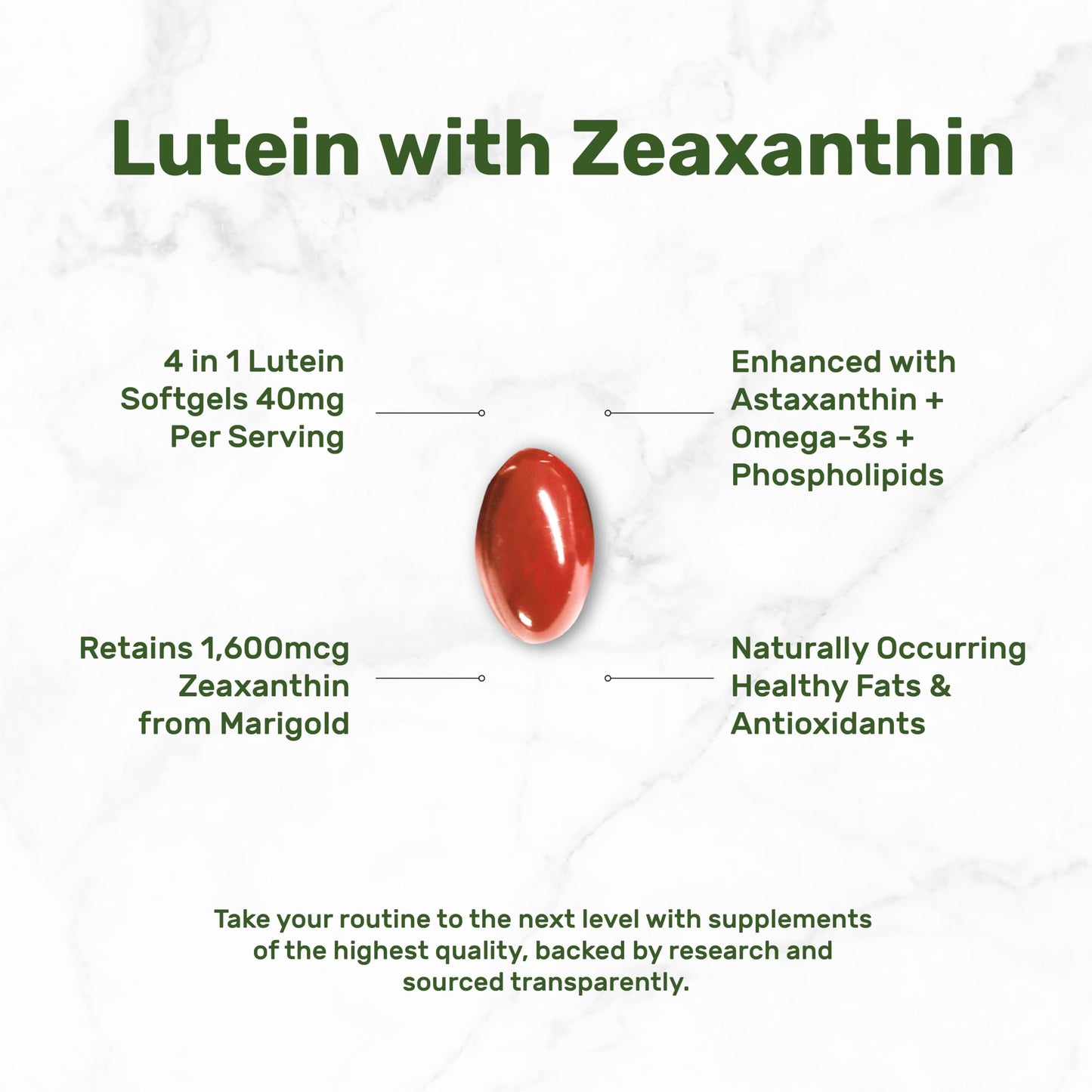 Lutein & Zeaxanthin Supplements - 40mg per Serving, 300 Softgels - Non-GMO