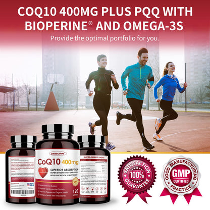ZEBORA CoQ10 400mg Softgels with PQQ, BioPerine & Omega-3