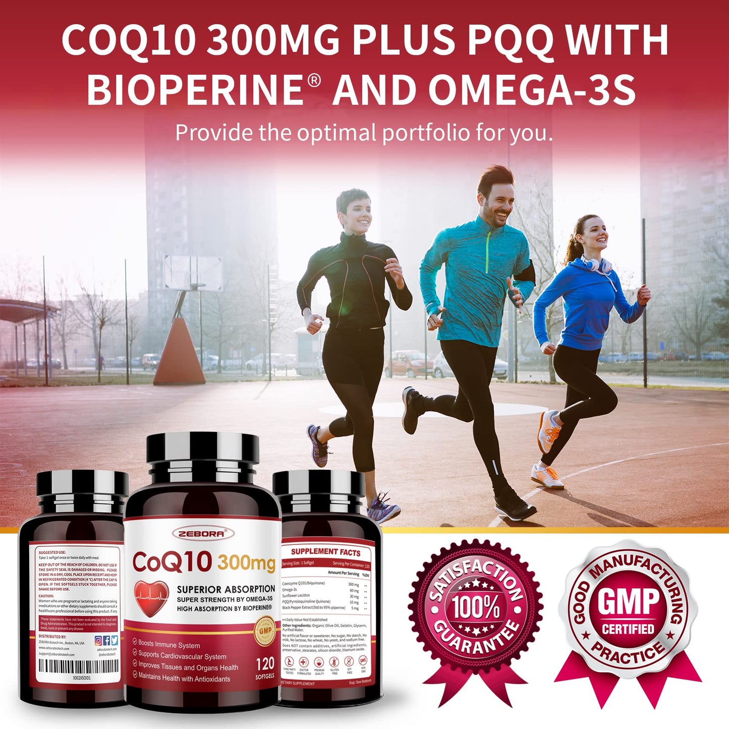 ZEBORA CoQ10 300mg Softgels with PQQ, BioPerine & Omega-3 – 120 Servings | High-Absorption Coenzyme Q10