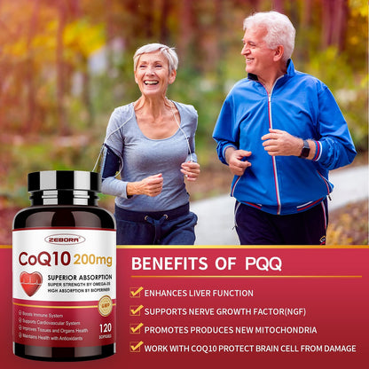 ZEBORA CoQ10-200mg Softgels with PQQ, BioPerine & Omega-3 — Pack of 2
