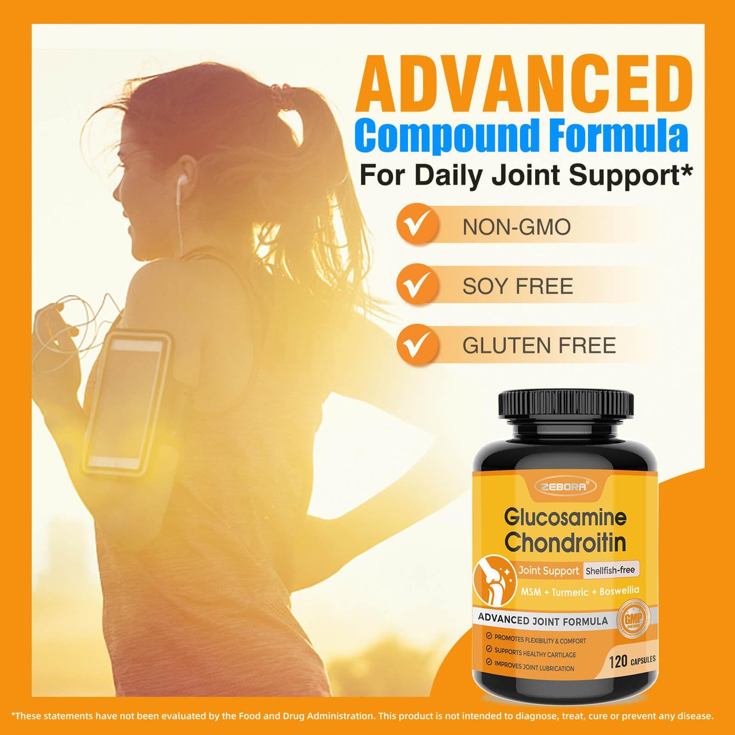 ZEBORA Glucosamine Chondroitin MSM + Turmeric & Boswellia – Joint Support Supplement, 120 Capsules (Pack of 2)