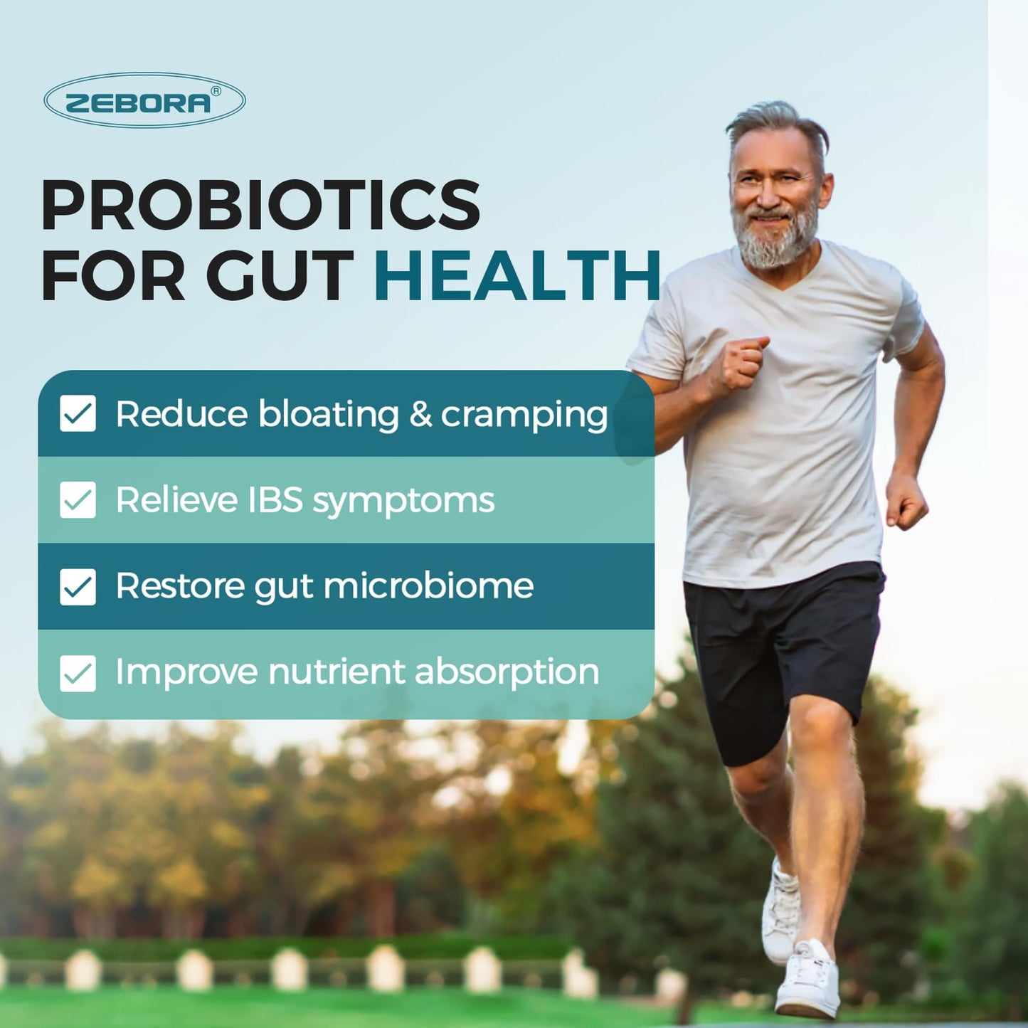 ZEBORA Probiotics for Men with Prebiotics – 60B CFU, 10 Strains, 90 Tablets (Pack of 2)