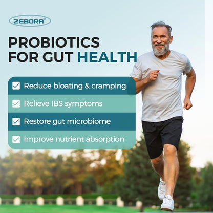 ZEBORA Probiotics for Men with Prebiotics – 60B CFU, 10 Strains, 90 Tablets (Pack of 2)