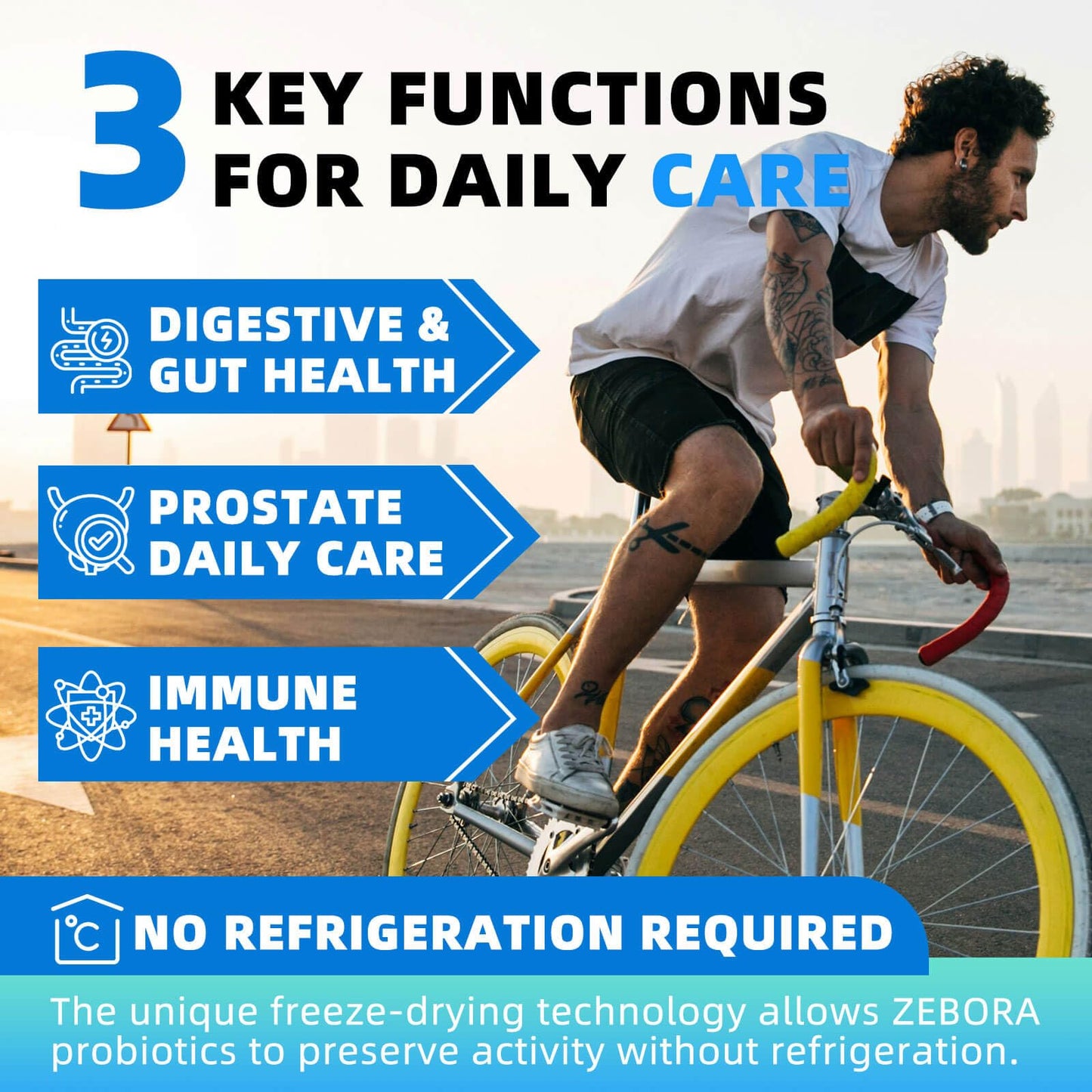 ZEBORA Probiotics for Men 100B CFU - Digestive Health & Prostate Support, Saw Palmetto, 90 Veg Capsules