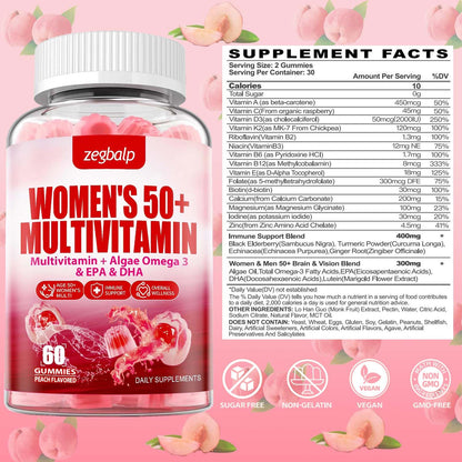ZEGBALP Sugar-Free 50+ Multivitamin Gummies | Calcium & Zinc