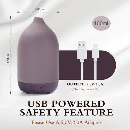 ZEIGGA LAB Essential Oil Diffuser - 100ml Ceramic, 5 Timers, Auto-Off, Large Room