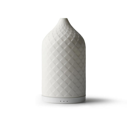 ZEIGGA LAB Essential Oil Diffuser – White Ceramic 120ml Aromatherapy Diffuser with Waterless Auto-Off, 7 LED Lights for Large Room