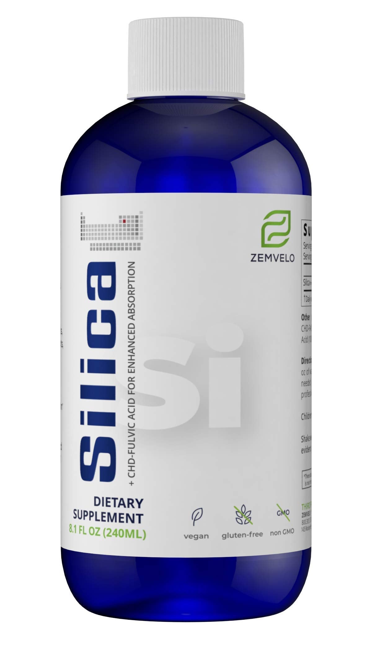 Zemvelo Liquid Ionic Silica - Hair, Skin & Nails Nutrition | Collagen & Joint Support | 8 oz