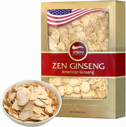 Zen American Wisconsin Ginseng Slices – 8oz Box | Energy, Focus & Mood
