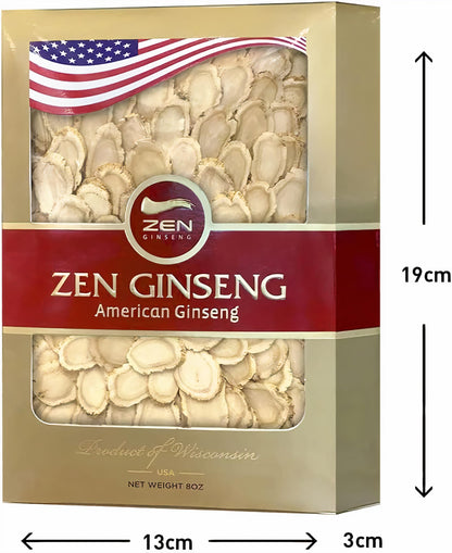 Zen American Wisconsin Ginseng Slices – 8oz Box | Energy, Focus & Mood
