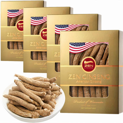 Zen Ginseng – 4 Boxes of American Wisconsin Ginseng, Premium Panax Ginseng (16oz)