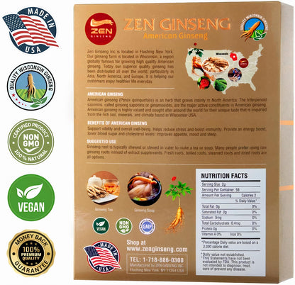 Zen Ginseng – 4 Boxes of American Wisconsin Ginseng, Premium Panax Ginseng (16oz)