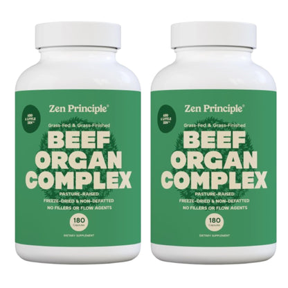 Zen Principle Grass-Fed Beef Organs Supplement – Desiccated Liver, Heart, Kidney & More | 2-Pack NZ Pasture-Raised