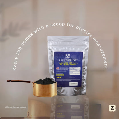 Zen Principle Hardwood Activated Charcoal Powder – All Natural 40 oz | Teeth Whitening, Skin & Hair Health, Digestive Support | 100% USA Hardwood