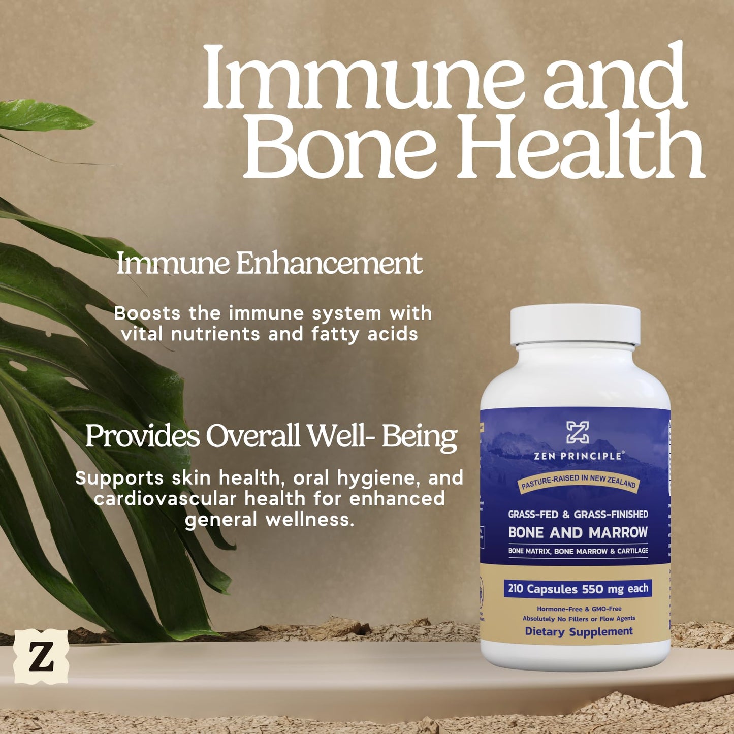 Zen Principle Grass-Fed Beef Bone Marrow Supplement – 210 Capsules