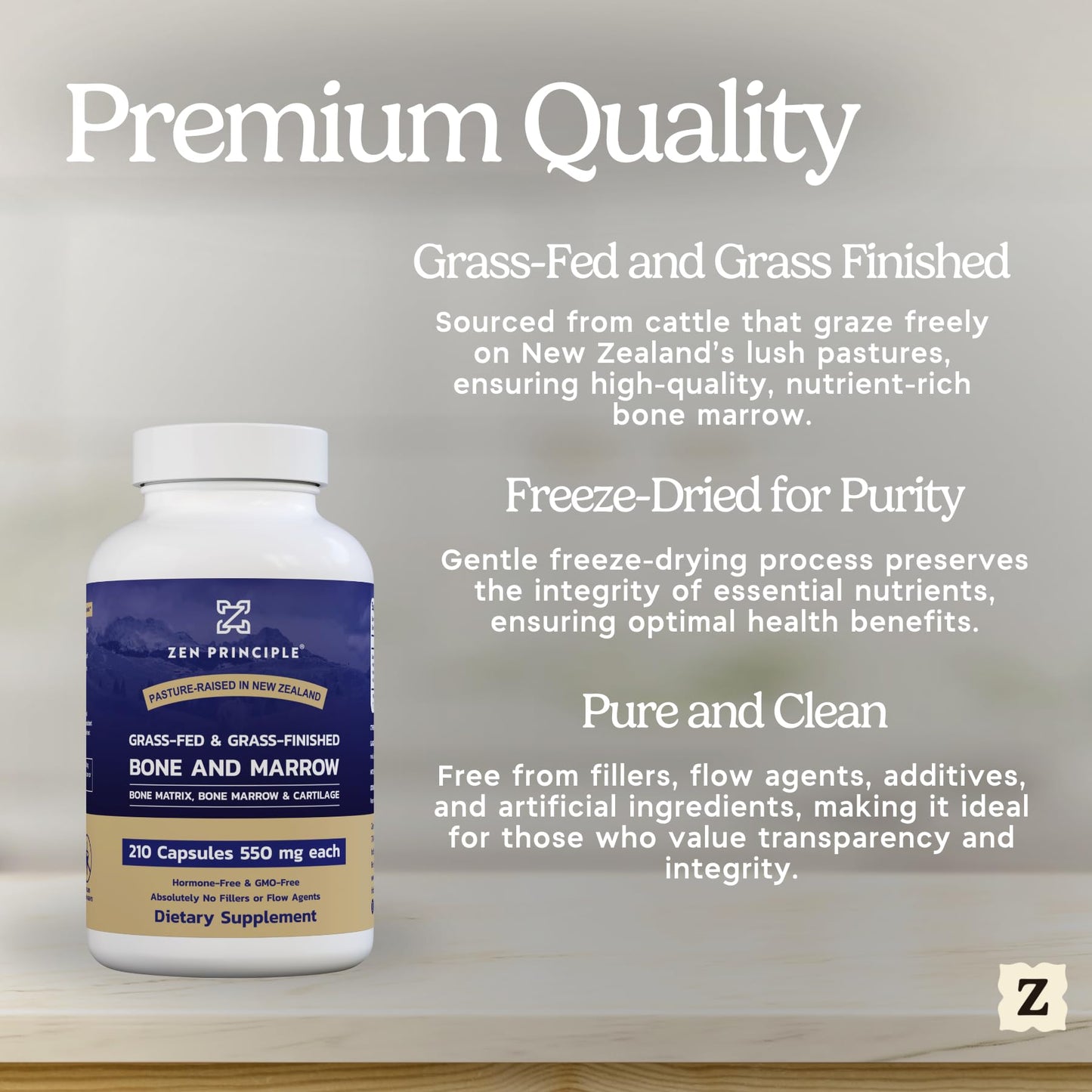 Zen Principle Grass-Fed Beef Bone Marrow Supplement – 210 Capsules