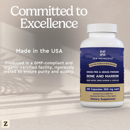 Zen Principle Grass-Fed Beef Bone Marrow Supplement – 210 Capsules