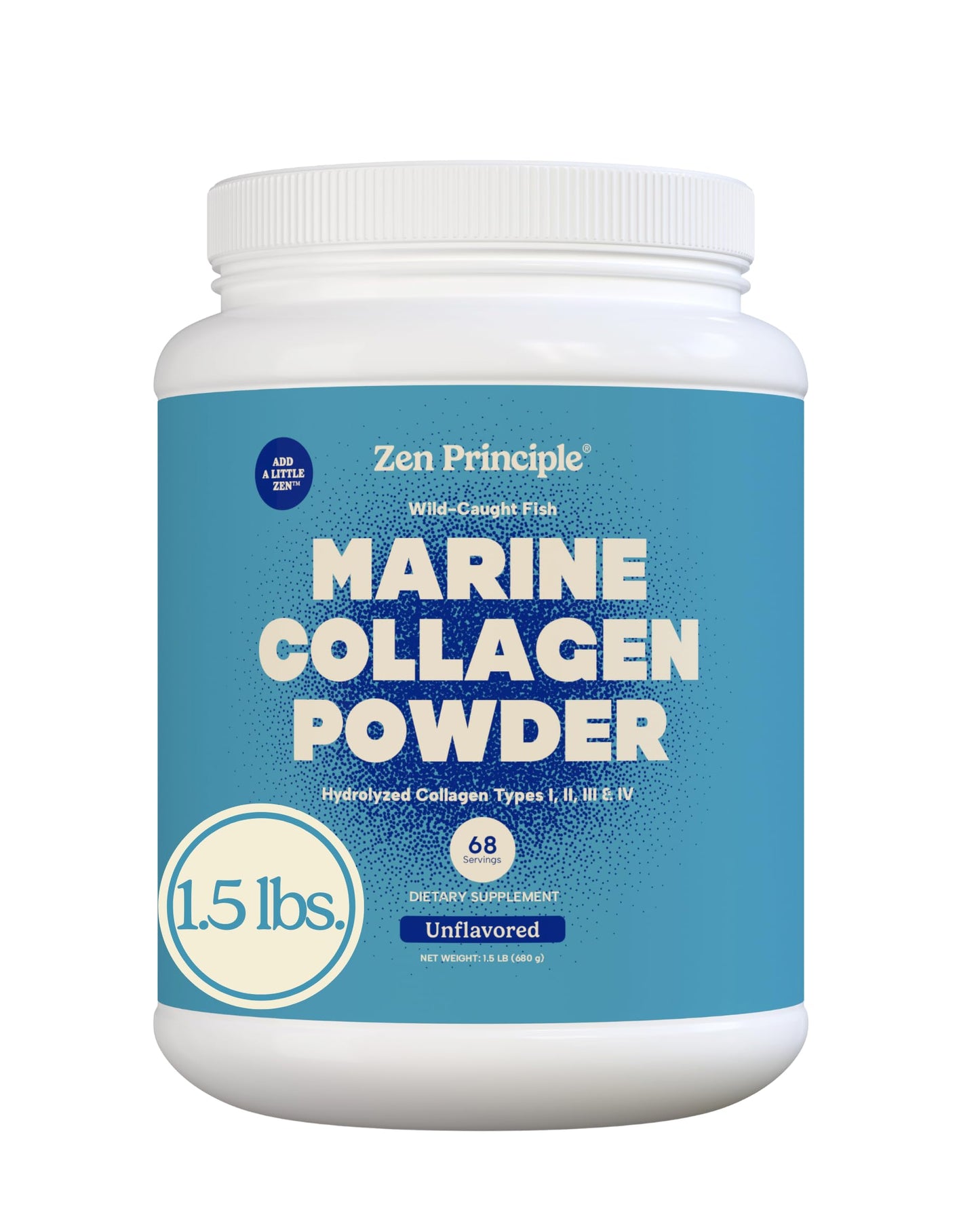 Zen Principle Marine Collagen Peptides Powder – 1.5 lb, Wild-Caught, Non-GMO, Hydrolyzed Type I & III