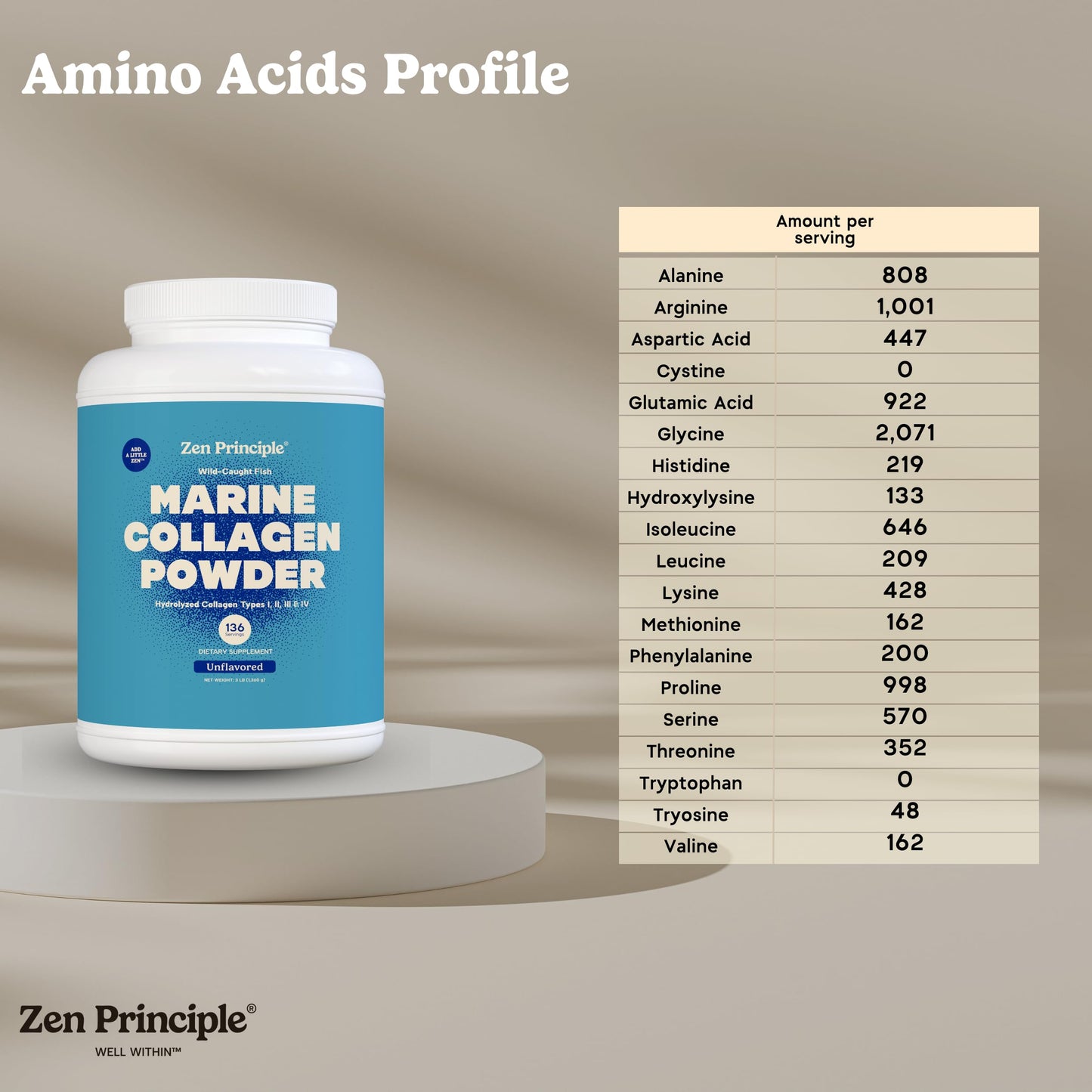 Zen Principle Marine Collagen Peptides – 3lb, Wild-Caught, Non-GMO, Unflavored