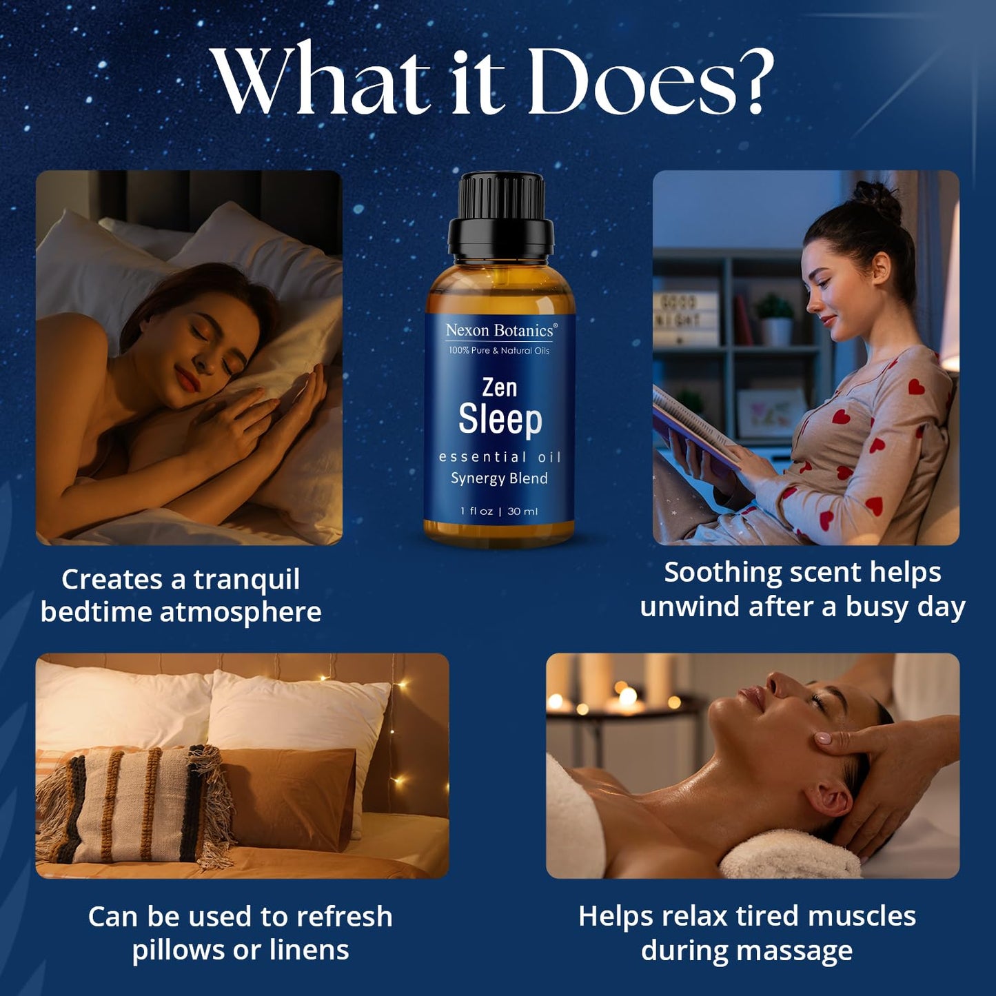 Zen Sleep Essential Oil Blend 30 ml – Lavender & Rosemary Relaxing Oil | Nexon Botanics