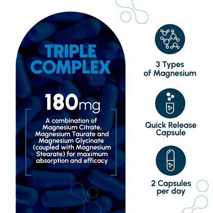 Zenavea Triple Magnesium Complex - 120 Vegan Capsules (180mg Mg)