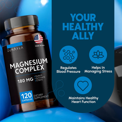 Zenavea Triple Magnesium Complex - 120 Vegan Capsules (180mg Mg)