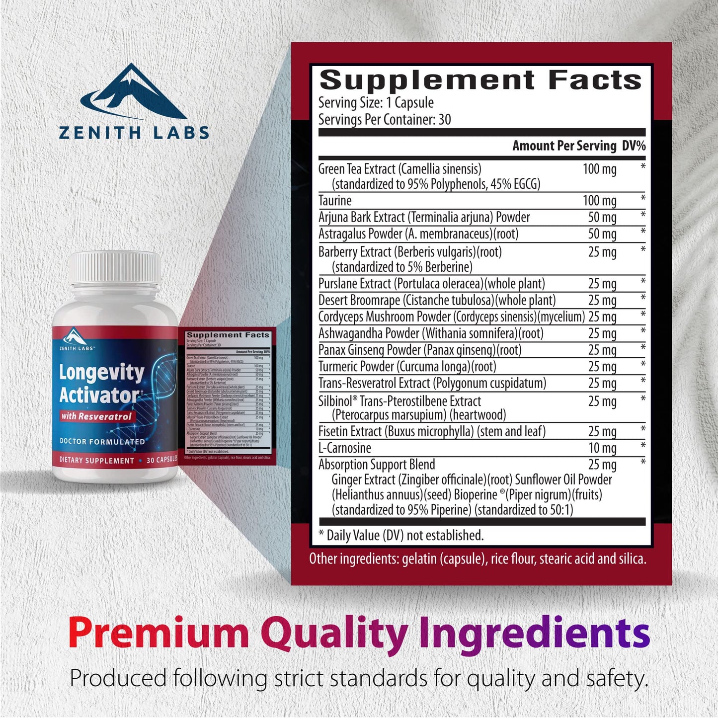 Zenith Labs Longevity Activator - Anti-Aging Supplement with Resveratrol (3-Pack) | Immune & Memory Support